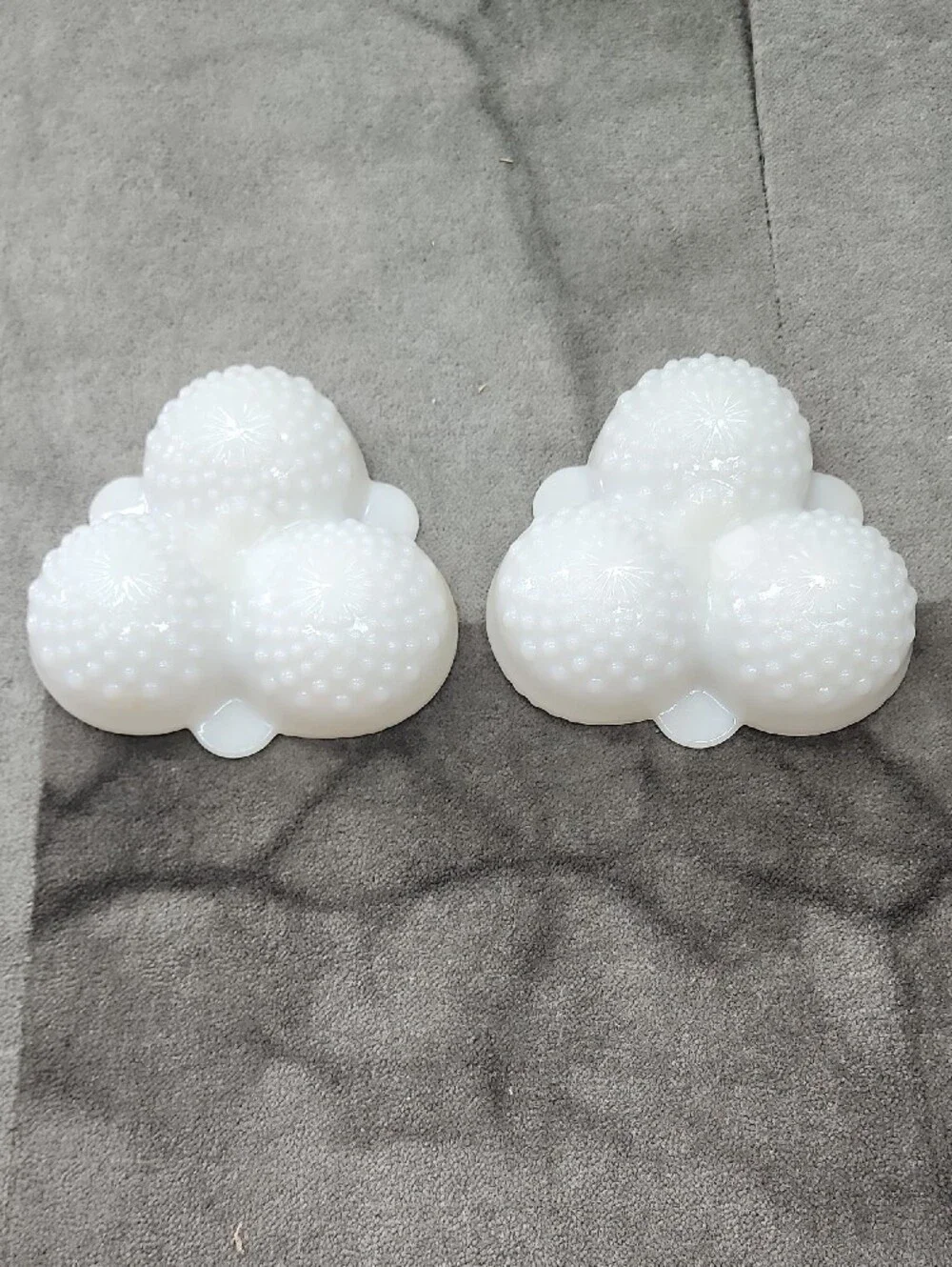 Vtg Milk Glass Hobnail 3-section divided relish or candy dishes